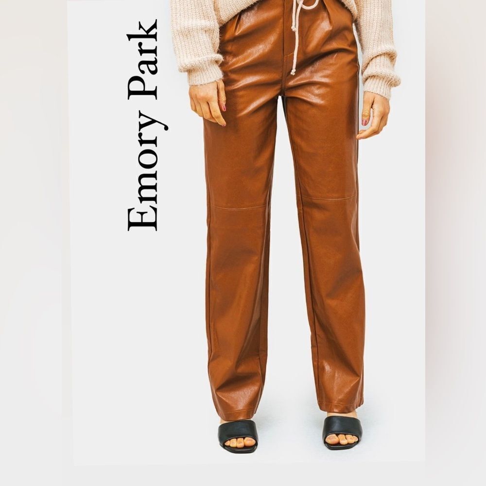 Emory Park‎ Avryl Faux Leather Pants in Brown Size L
